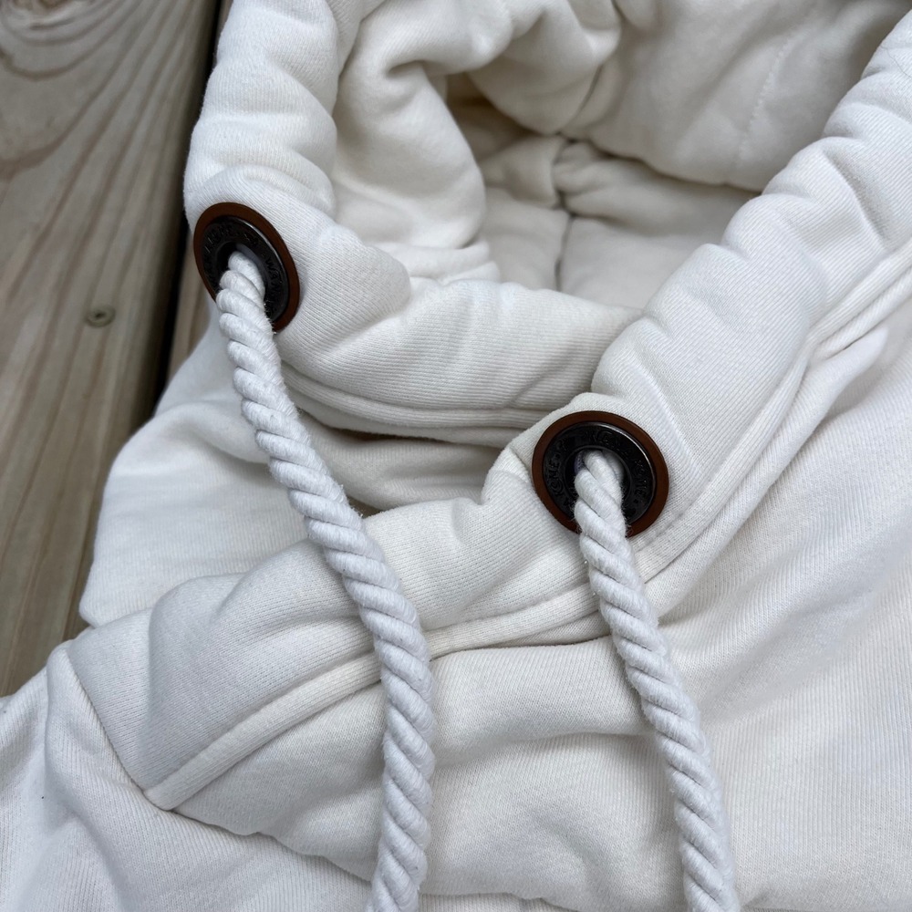 Wanakome Hooded Sweatshirt Selene Hoodie Ivory Gray Olive Green Small - Picture 5 of 6